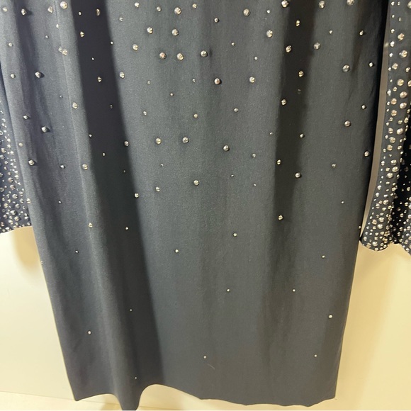 Ce Ce by Cynthia Steffe Black Embellished Rhinestone Long Sleeve Dress SZ M - Picture 7 of 15